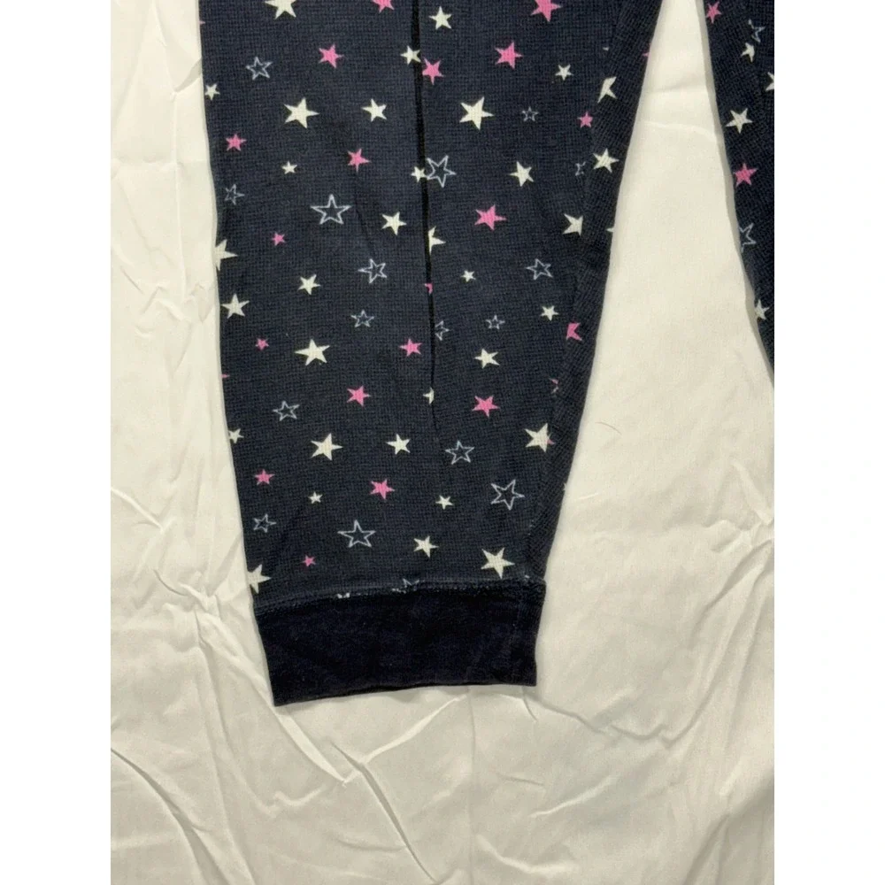AQUA Women's Medium Navy Blue Star Pattern‎ Sleep-Wear Thermal Pajama Set